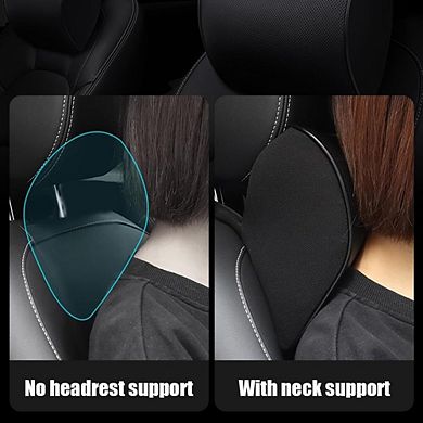 2 Pack Car Leather Neck Pillow Memory Foam Breathable Removable Cover Anti-fatigue