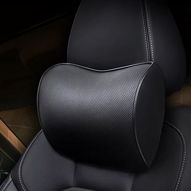 2 Pack Car Leather Neck Pillow Memory Foam Breathable Removable Cover Anti-fatigue