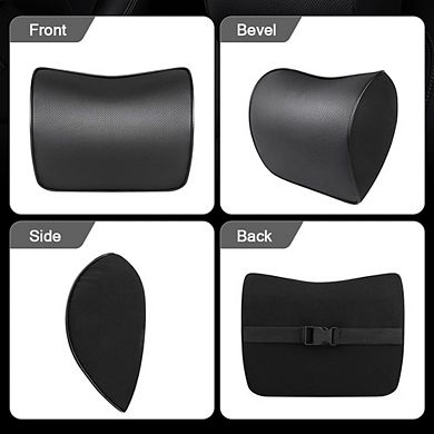 2 Pack Car Leather Neck Pillow Memory Foam Breathable Removable Cover Anti-fatigue