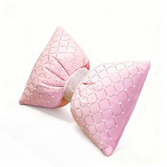 Pink Bow Support Pillow Rhinestone Crystal Pearl Car Removable Washable PP Cotton Decorative