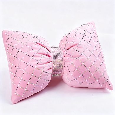 Pink Bow Support Pillow Rhinestone Crystal Pearl Car Removable Washable PP Cotton Decorative