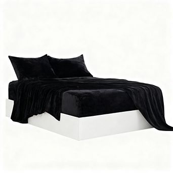 Fleece Bed Sheet Set Ultra-soft Plush Deep Pockets 3 pc Bedding Pillowcases