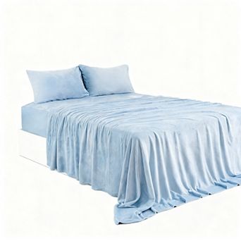 Fleece Bed Sheet Set Ultra-soft Plush Deep Pockets 3 pc Bedding Pillowcases
