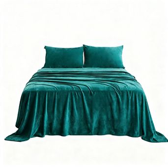 Fleece Bed Sheet Set Ultra-soft Plush Deep Pockets 3 pc Bedding Pillowcases