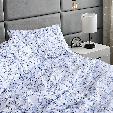 Cotton Percale Sheets 3-Piece 200 Thread Count Deep Pocket Floral Design Breathable & Crisp
