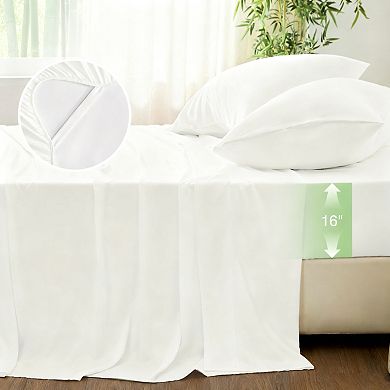 3 Piece Rayon Sheets Set Breathable Silky Deep Pocket Hotel Bedding