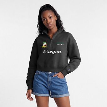 Women's Champion Black Oregon Ducks Academic Triumph Quarter-Zip Tri-Blend Pullover