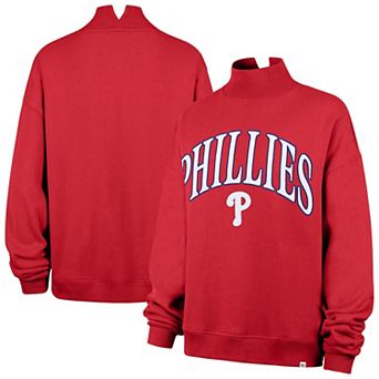 Women's '47 Red Philadelphia Phillies Oversized Vantage Mock Neck Sweatshirt