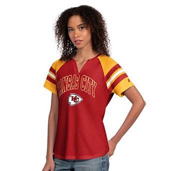 Women's Starter Red Kansas City Chiefs Game On Notch Neck Raglan T-Shirt