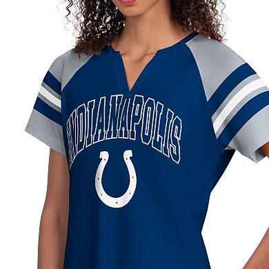 Women's Starter Royal Indianapolis Colts Game On Notch Neck Raglan T-Shirt