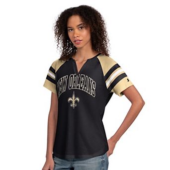Women's Starter Black New Orleans Saints Game On Notch Neck Raglan T-Shirt