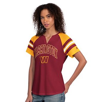 Women's Starter Burgundy Washington Commanders Game On Notch Neck Raglan T-Shirt