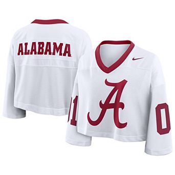 Women's Nike White Alabama Crimson Tide Oversized Logo Cropped Fashion Jersey
