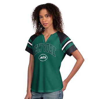 Women's Starter Green New York Jets Game On Notch Neck Raglan T-Shirt