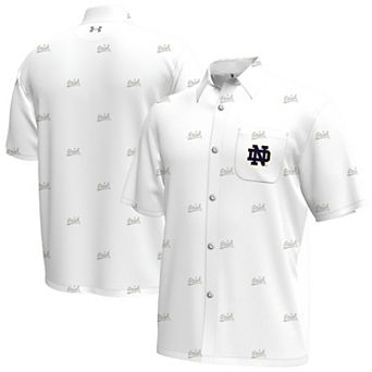 Men's Under Armour White Notre Dame Fighting Irish Gameday Armourfuse Button-Up Shirt