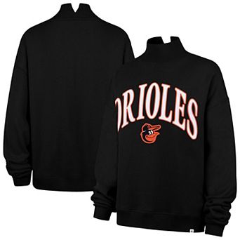 Women's '47 Black Baltimore Orioles Oversized Vantage Mock Neck Sweatshirt
