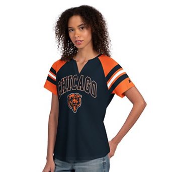 Women's Starter Navy Chicago Bears Game On Notch Neck Raglan T-Shirt