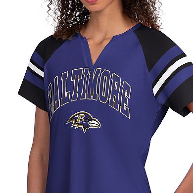 Women's Starter Purple Baltimore Ravens Game On Notch Neck Raglan T-Shirt