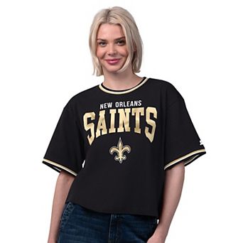 Women's Starter Black New Orleans Saints Ace Cropped T-Shirt