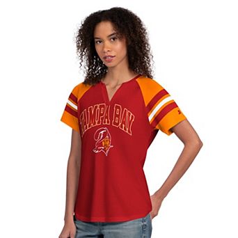 Women's Starter Red Tampa Bay Buccaneers Game On Notch Neck Raglan T-Shirt