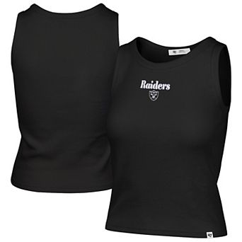 Women's '47 Black Las Vegas Raiders Cropped Straight Cut Ribbed Baby Tank Top