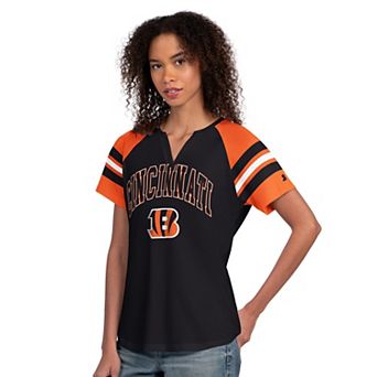 Women's Starter Black Cincinnati Bengals Game On Notch Neck Raglan T-Shirt