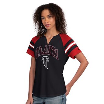 Women's Starter Black Atlanta Falcons Game On Notch Neck Raglan T-Shirt