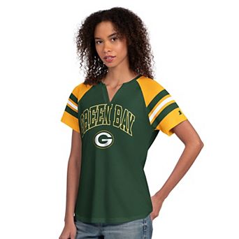 Women's Starter Green Green Bay Packers Game On Notch Neck Raglan T-Shirt