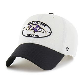 Men's '47 Cream/Black Baltimore Ravens Pique Patch Clean Up Adjustable Hat
