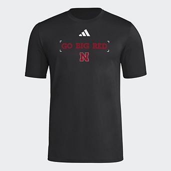 Men's adidas Black Nebraska Huskers Locker Slogan Football Pre-Game T-Shirt