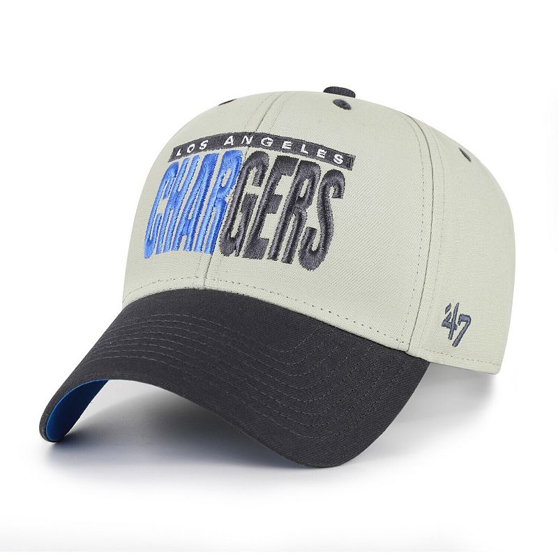 Men's '47 Gray/Black Los Angeles Chargers Half Block Text MVP