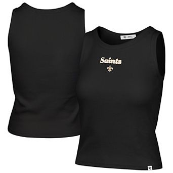 Women's '47 Black New Orleans Saints Cropped Straight Cut Ribbed Baby Tank Top