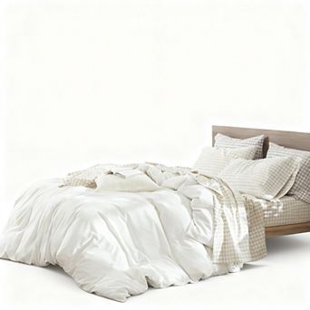 Gingham Sheet Set Washed Cotton Linen Texture Deep Pocket 4 pc