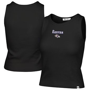 Women's '47 Black Baltimore Ravens Cropped Straight Cut Ribbed Baby Tank Top