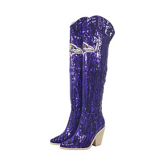 Cuce Baltimore Ravens Over-the-Knee Two-Tone Sequin Boots