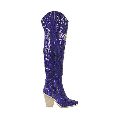 Cuce Baltimore Ravens Over-the-Knee Two-Tone Sequin Boots