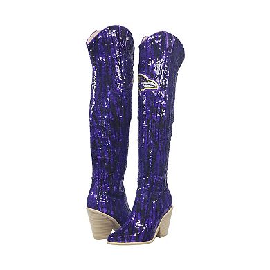 Cuce Baltimore Ravens Over-the-Knee Two-Tone Sequin Boots