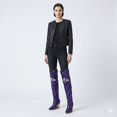 Cuce Baltimore Ravens Over-the-Knee Two-Tone Sequin Boots