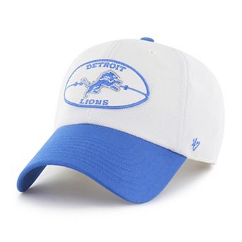 Men's '47 White/Blue Detroit Lions Pique Patch Clean Up Adjustable Hat