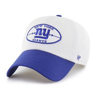 Men's '47 White/Royal New York Giants Pique Patch Clean Up Adjustable Hat