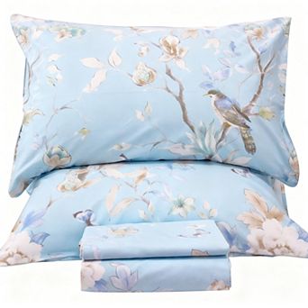 Cotton Sheets Floral Bird Butterfly 4 pc Deep Pocket Soft Bedding Set