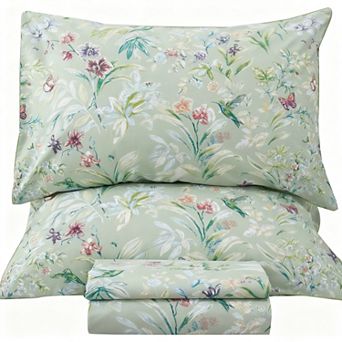 Cotton Sheets Floral Bird Butterfly 4 pc Deep Pocket Soft Bedding Set