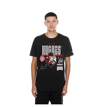 Men's New Era Jack Hughes Black Player Spotlight Name & Number T-Shirt