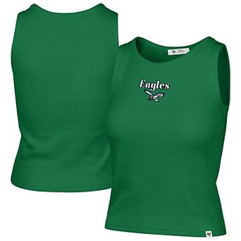 Women's '47 Kelly Green Philadelphia Eagles Cropped Straight Cut Ribbed Baby Tank Top
