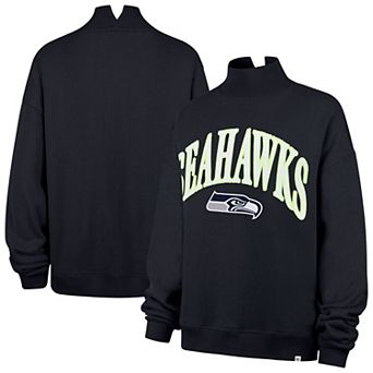 Women's '47 College Navy Seattle Seahawks Oversized Vantage Mock Neck Sweatshirt