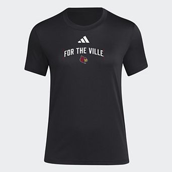 Women's adidas Black Louisville Cardinals Locker Slogan Pre-Game T-Shirt
