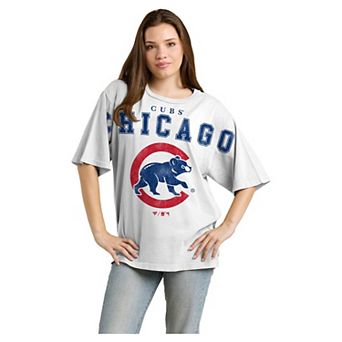 Women's Fanatics White Chicago Cubs Relaxed Big Text T-Shirt
