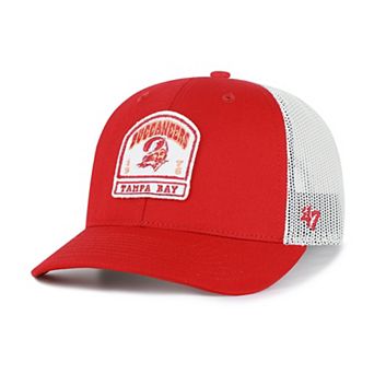 Men's '47 Red Tampa Bay Buccaneers Throwback Headstone Trucker Adjustable Hat