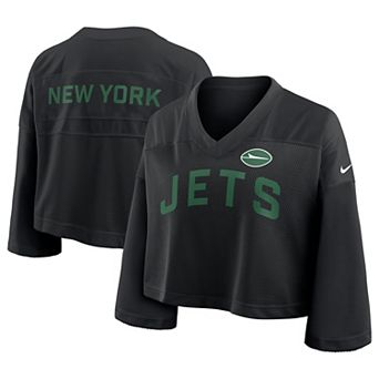 Women's Nike Black New York Jets Wide Receiver Cropped Mesh Dri-FIT Fashion Jersey