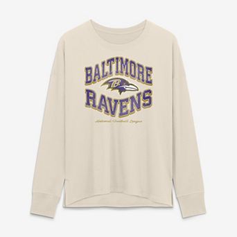 Women's Fanatics Cream Baltimore Ravens Heritage Gridiron Heron Legacy Long Sleeve T-Shirt